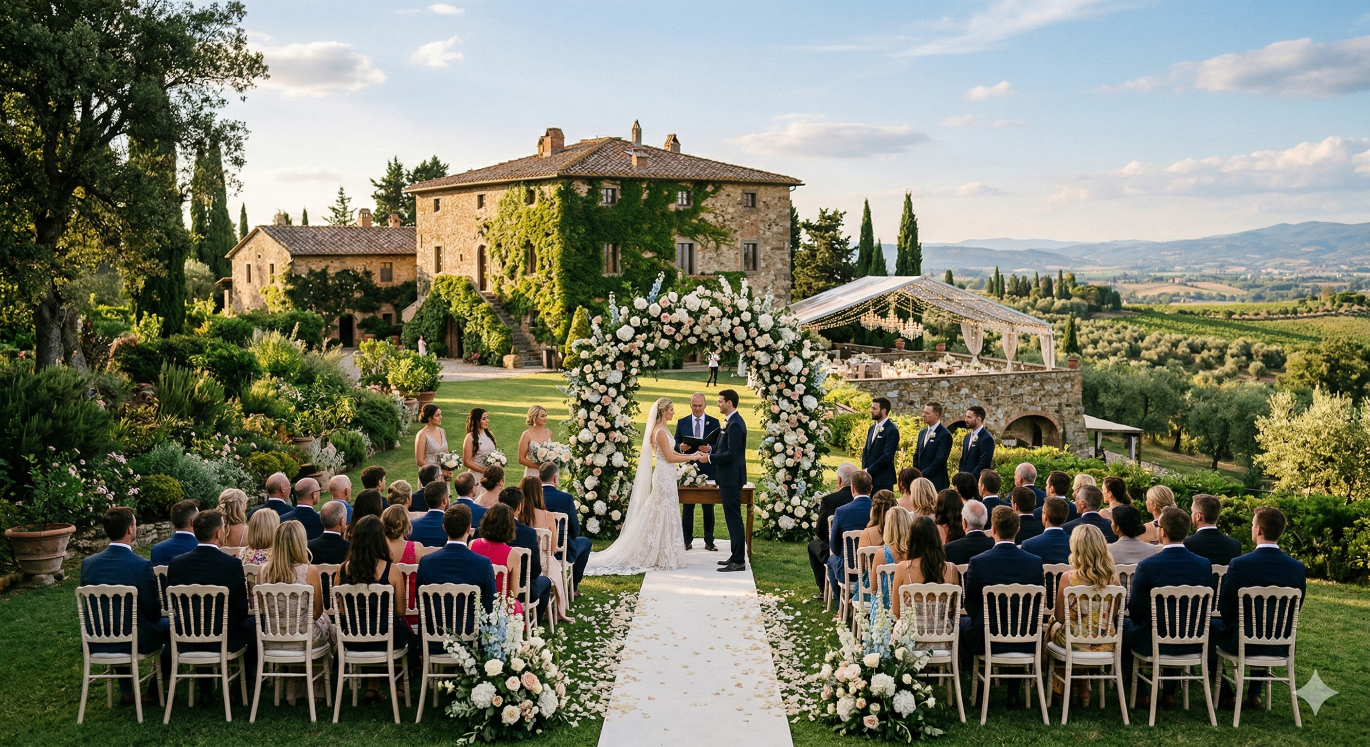 A beautifully set wedding venue dining space